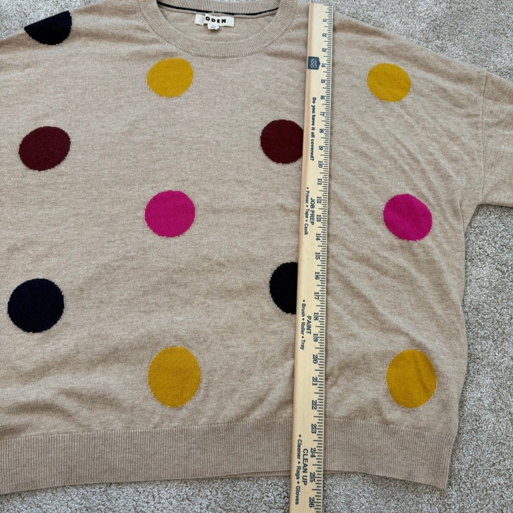 Boden Natasha Novelty Jumper Sweater Size XL Beige Polka Dot Cashmere Blend - Picture 11 of 12